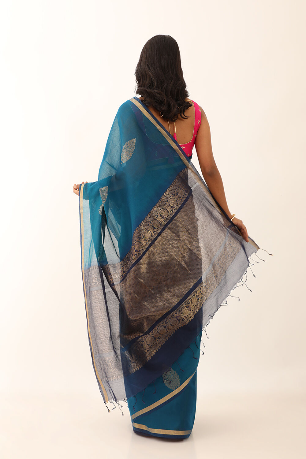 Blue Pure Silk Cotton Woven South Saree image number null