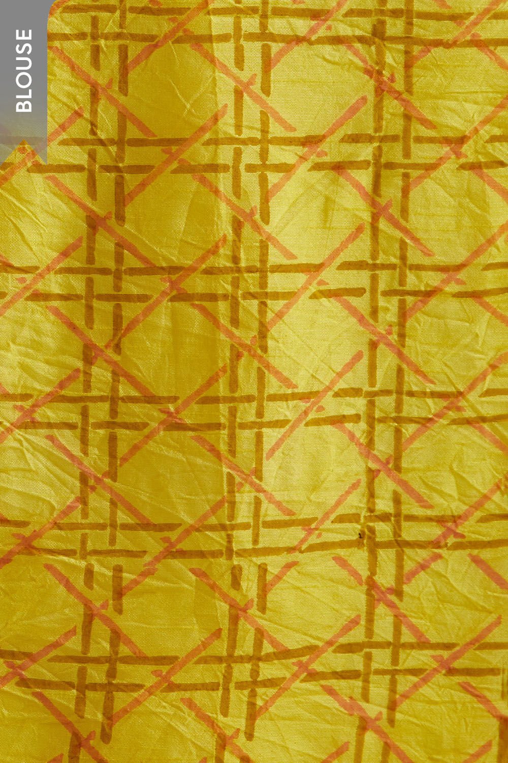 Yellow Block Printed Viscose Luxe Saree image number null