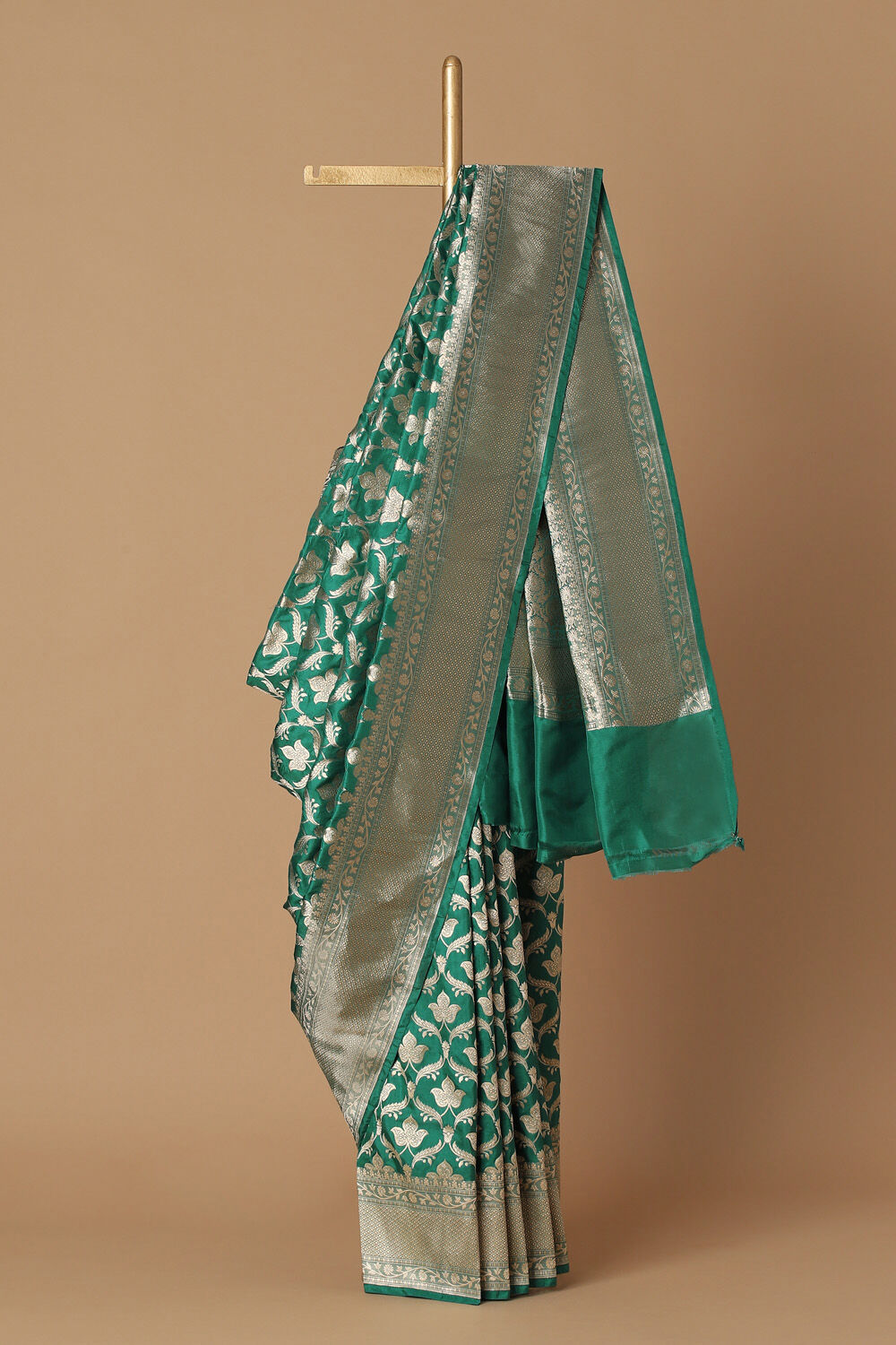Dark Green Pure Silk Banarasi Saree image number null