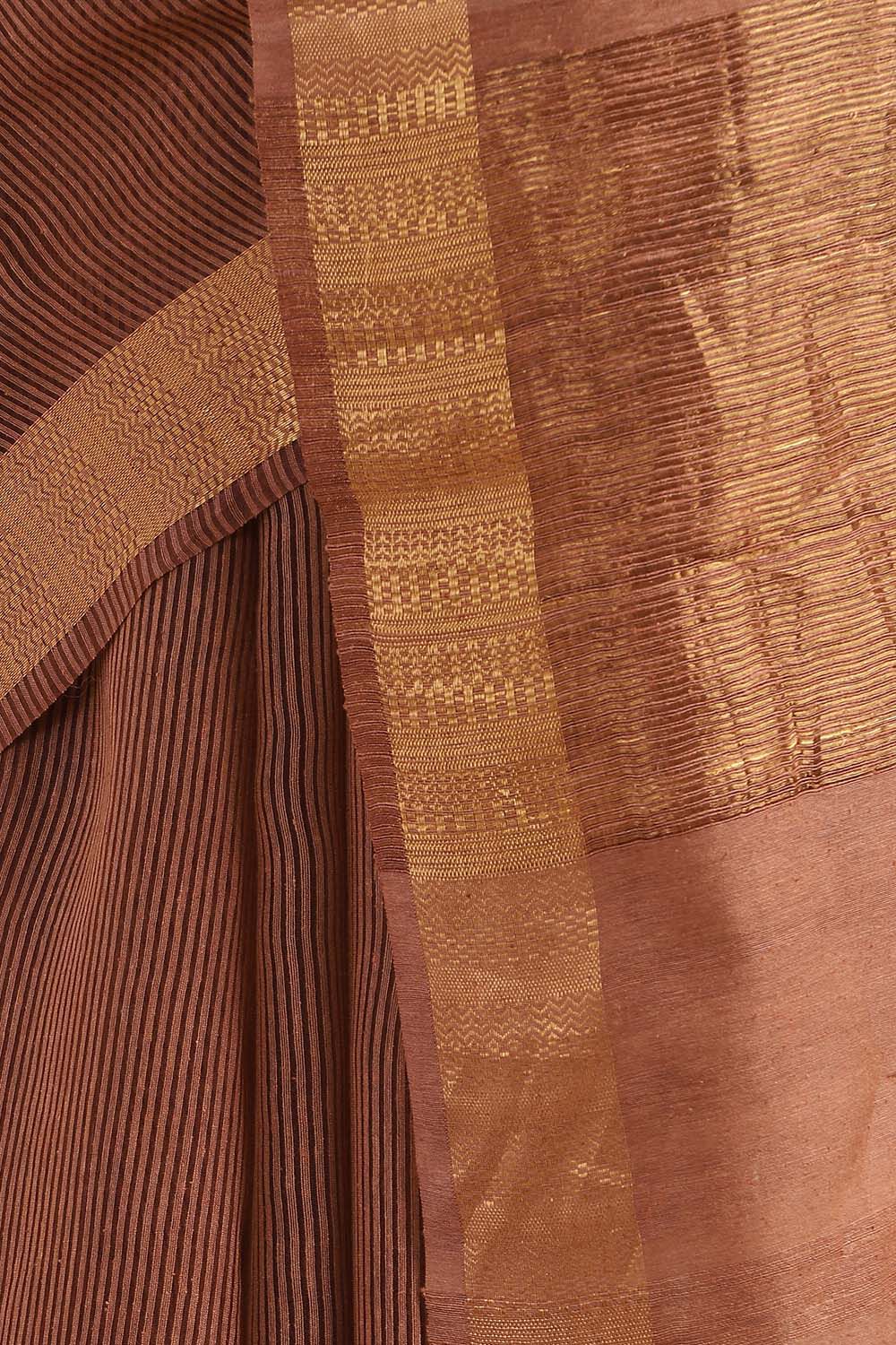 Brown Pure Silk Woven Saree image number null