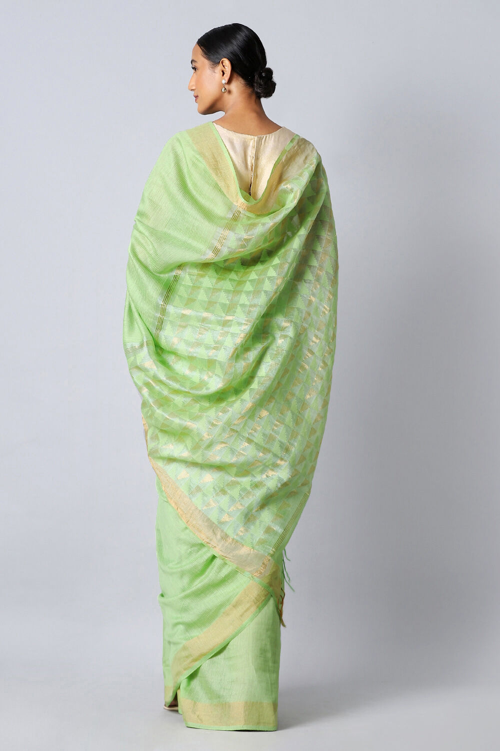 Green Pure Silk Tussar Bhagalpuri Saree image number null