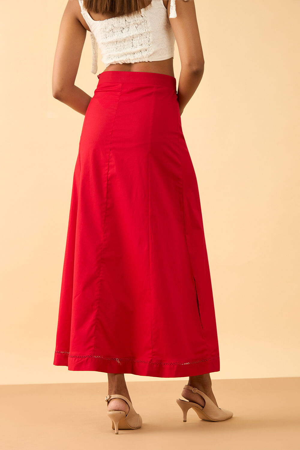 Light Red Woven Cotton Lycra Inskirt image number null