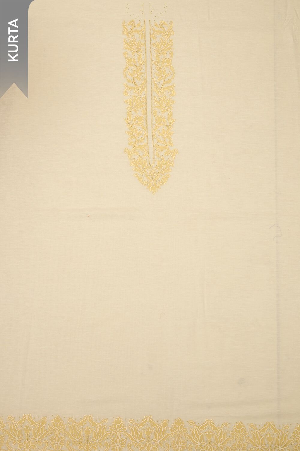 Off White Viscose Embroidered Unstitched Suit Set image number null