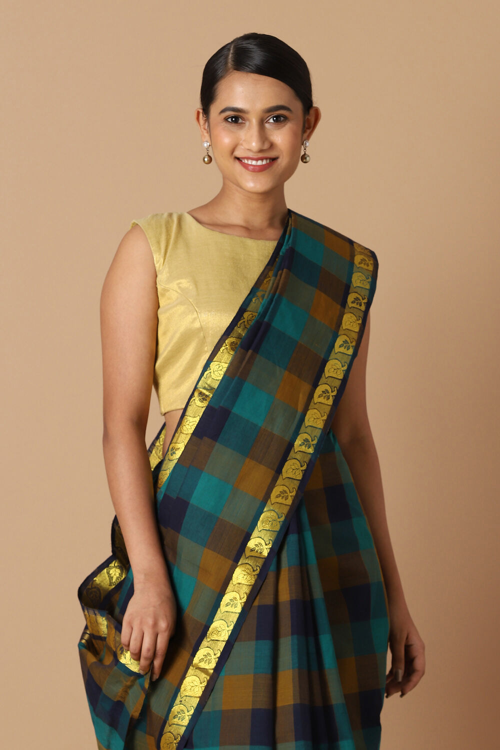 Blue Pure Cotton Chettinad Saree image number null