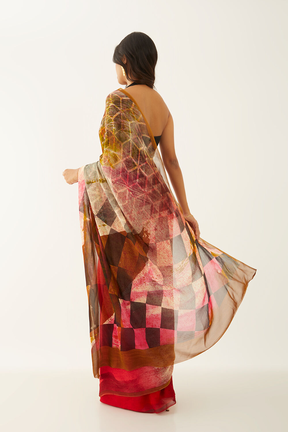 Red Viscose Georgette Digital Print Saree image number null