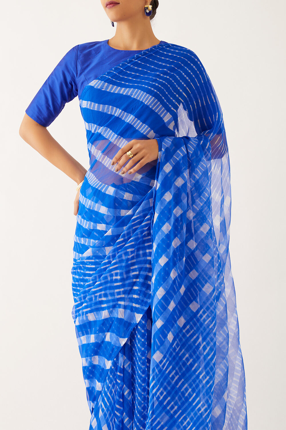 Blue Pure Chiffon Leheriya Saree image number null