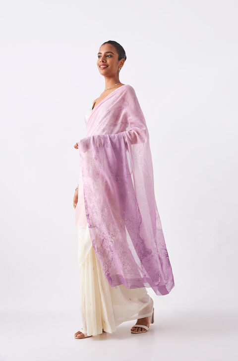 Pink Pure Silk Cotton Digital Printed Saree