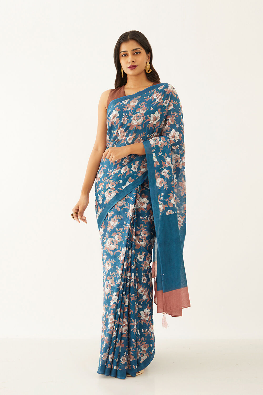 Multicoloured Pure Cotton Mulmul Printed Saree image number null