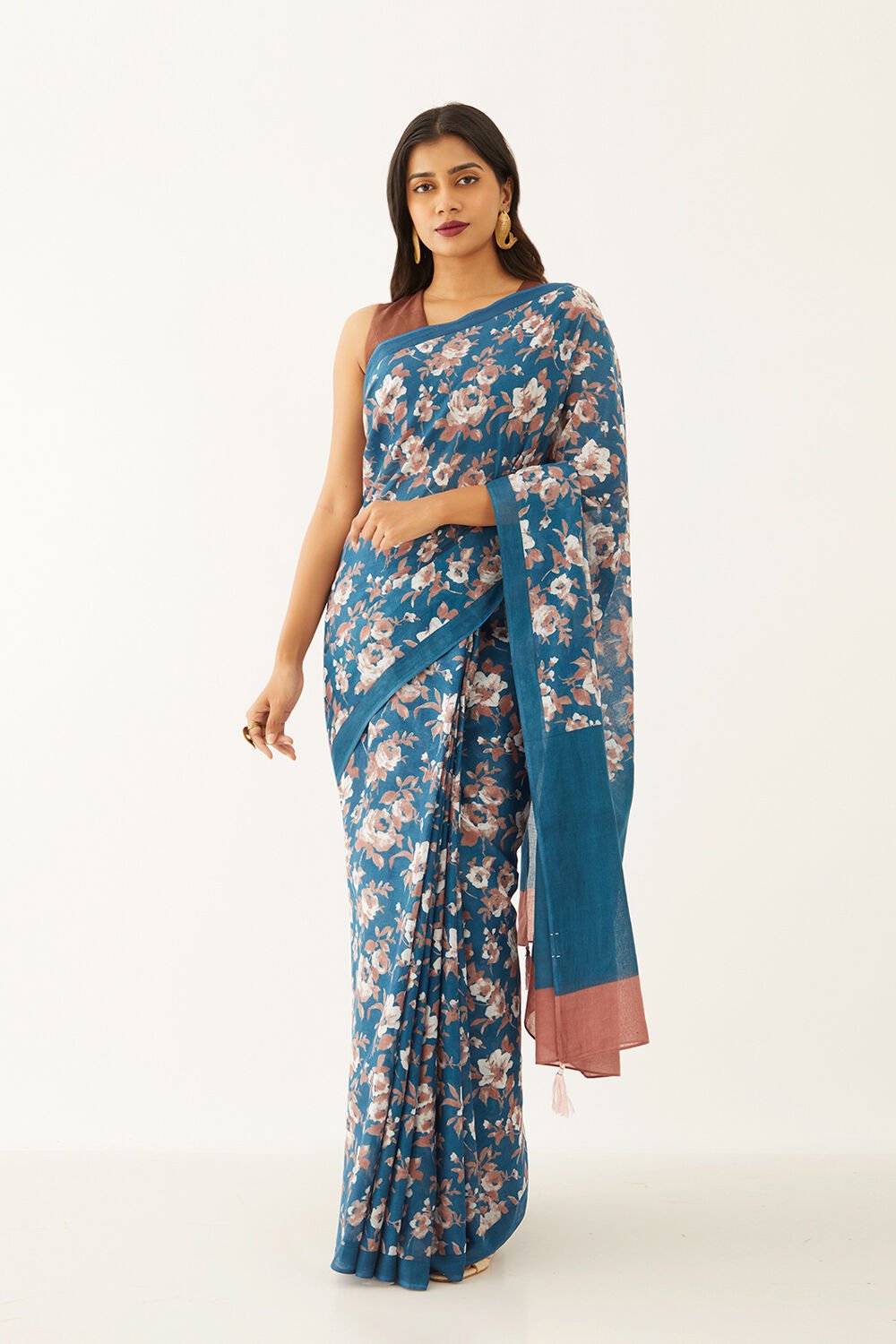 Multicoloured Pure Cotton Mulmul Printed Saree image number null