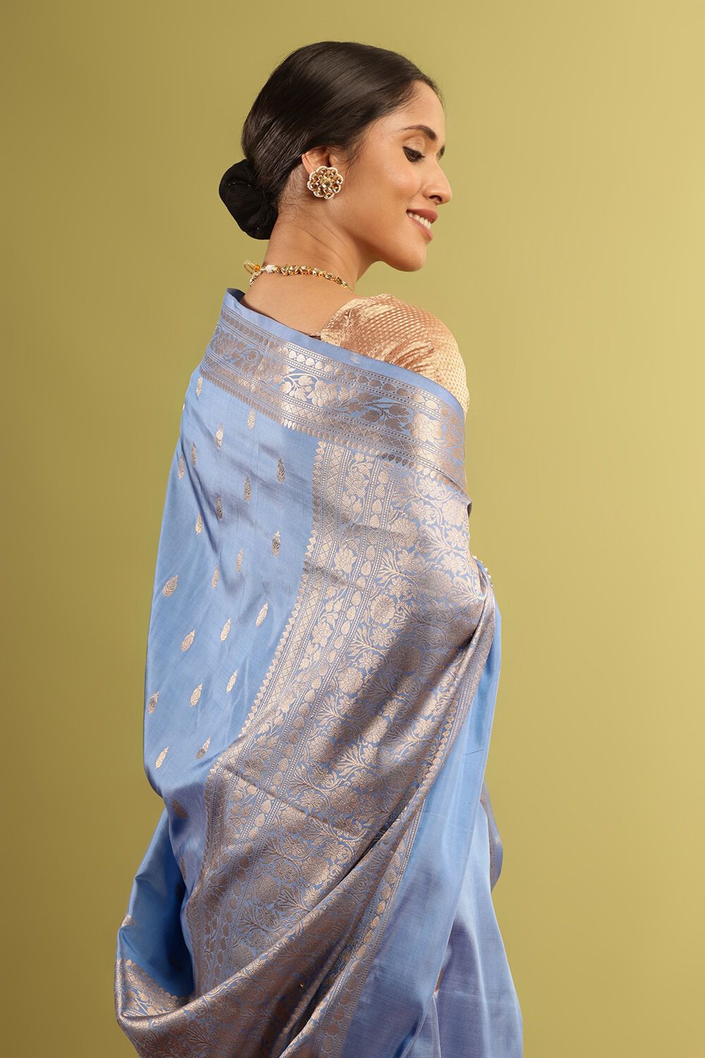 Blue Silk Viscose Woven Saree image number null