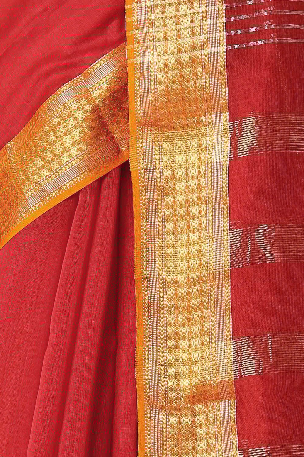 Red Pure Silk Cotton Maheswari Saree image number null