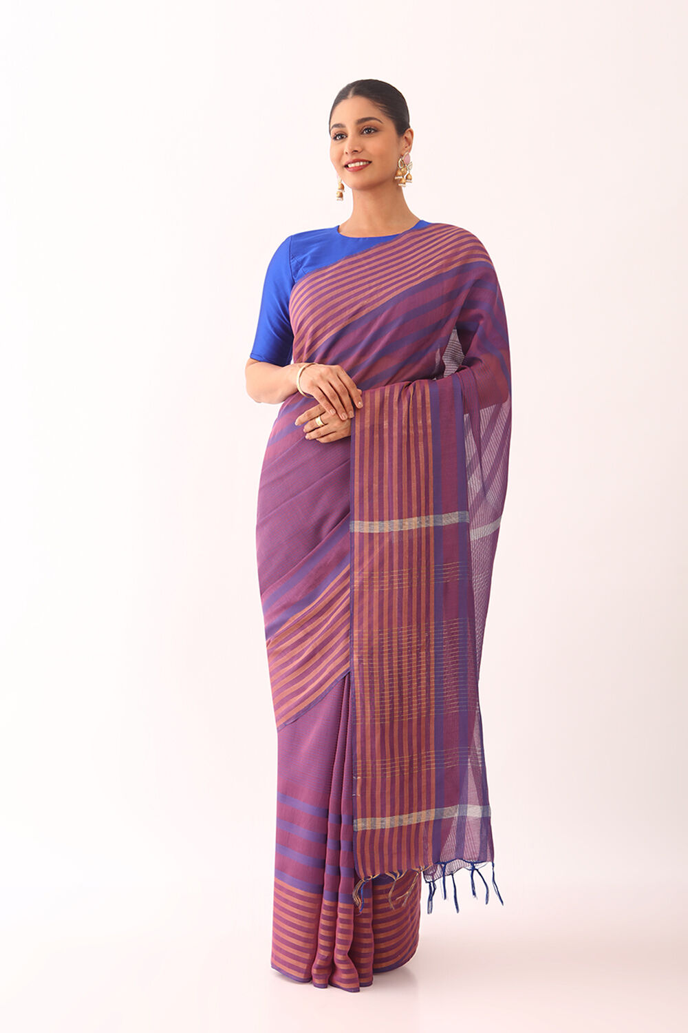 Blue Bhagalpur Woven Silk Viscose Saree image number null