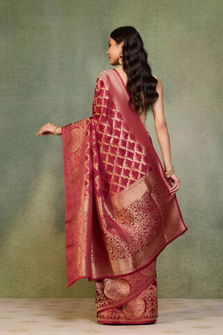 Dark Red Woven Pure Viscose Saree thumbnail image number null