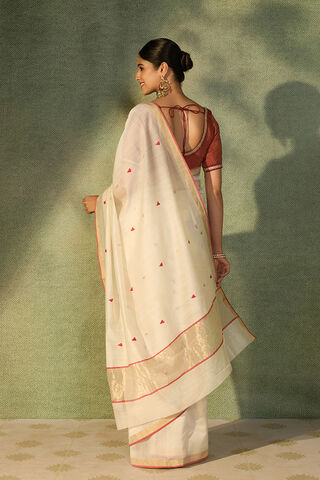 Off White Woven Pure Silk Cotton Chanderi Saree thumbnail image number null