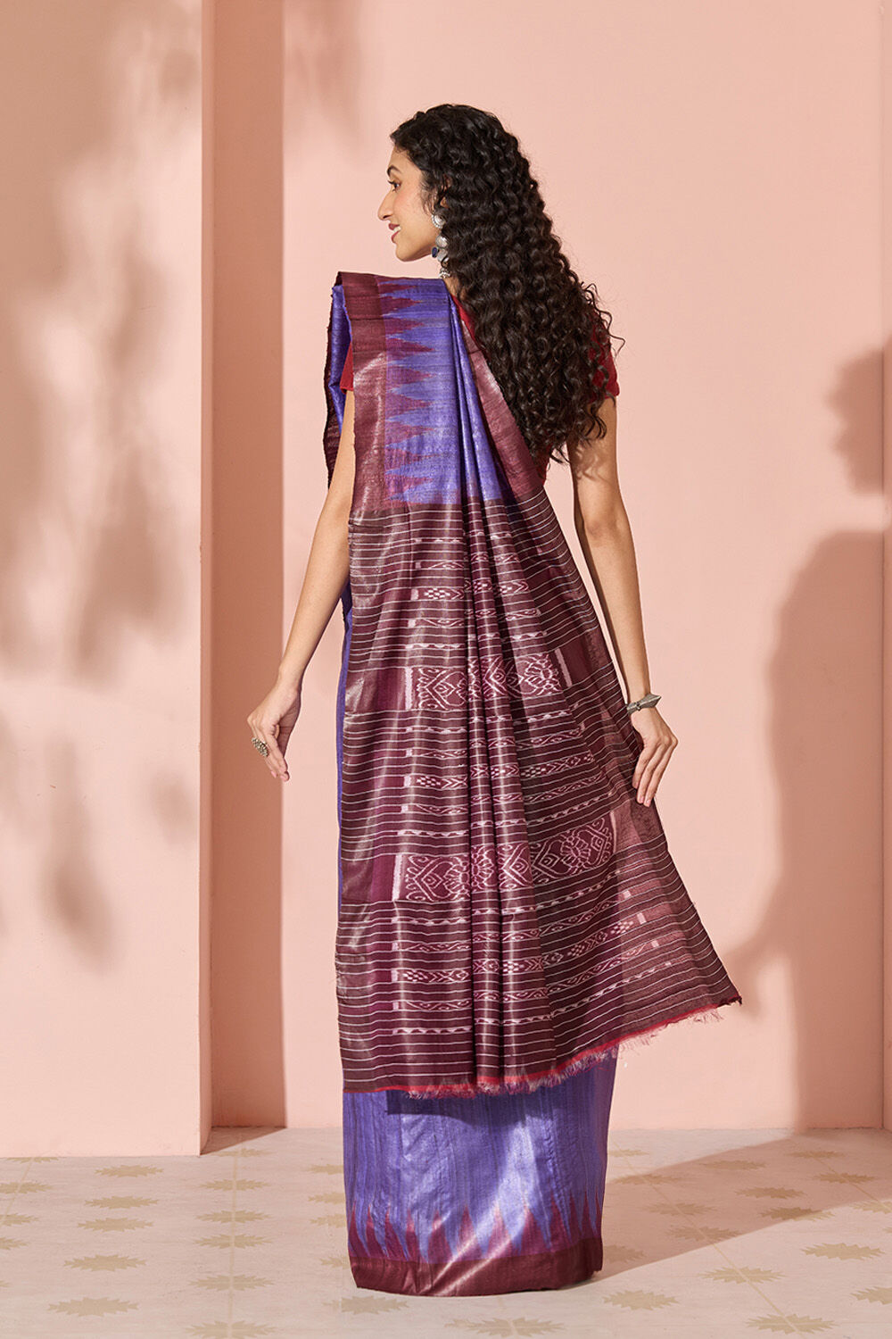 Violet Ikat Pure Tussar Silk Gopalpur Saree image number null