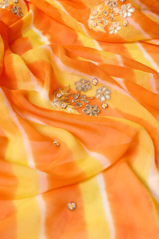 Orange Rajasthan Viscose Georgette Embroidered Saree thumbnail image number null