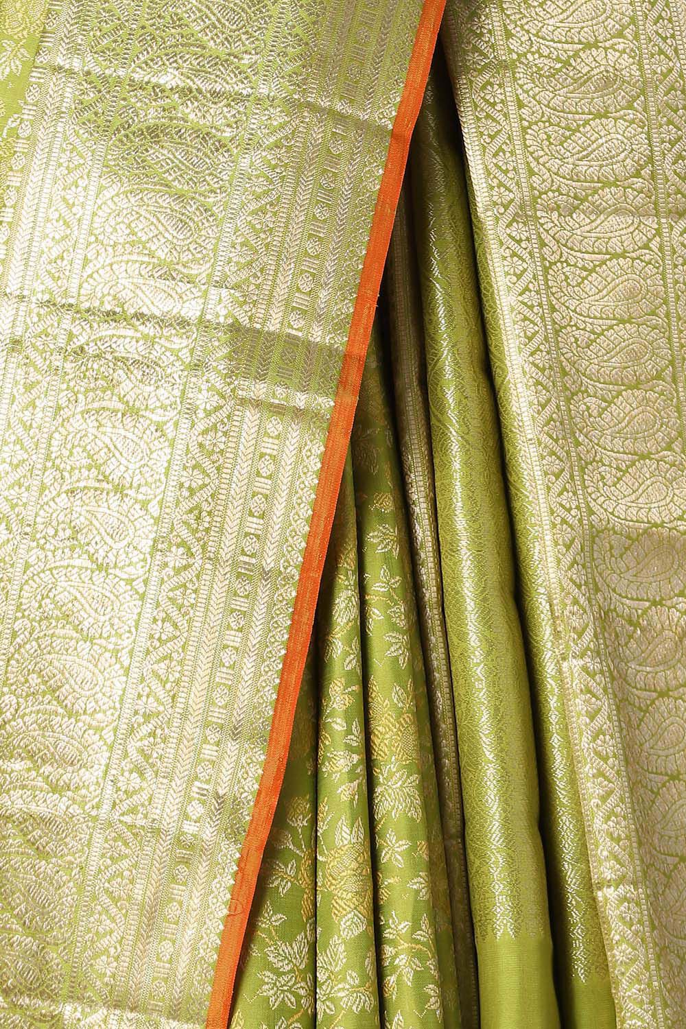 Light Green Pure Silk Kanjivaram Saree image number null