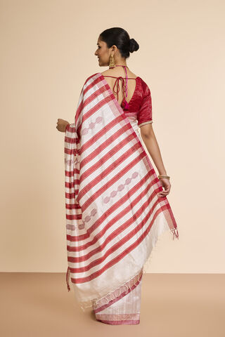 Off White Bhagalpur Woven Pure Tussar Silk Saree thumbnail image number null