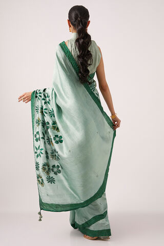 Light Green Pure Silk Hand Paint Saree thumbnail image number null
