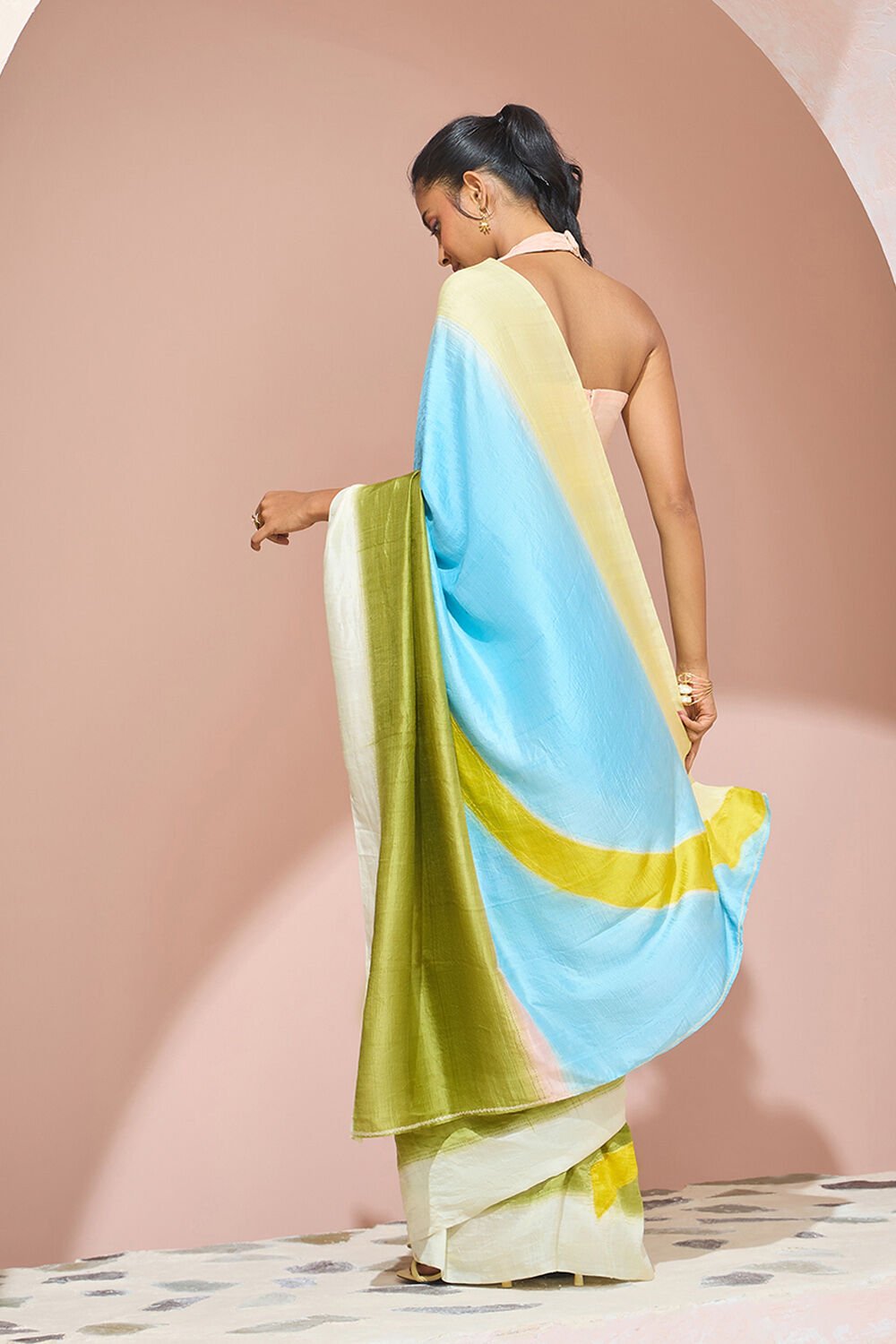 Multi Murshidabad Pure Silk Hand Painted Saree image number null