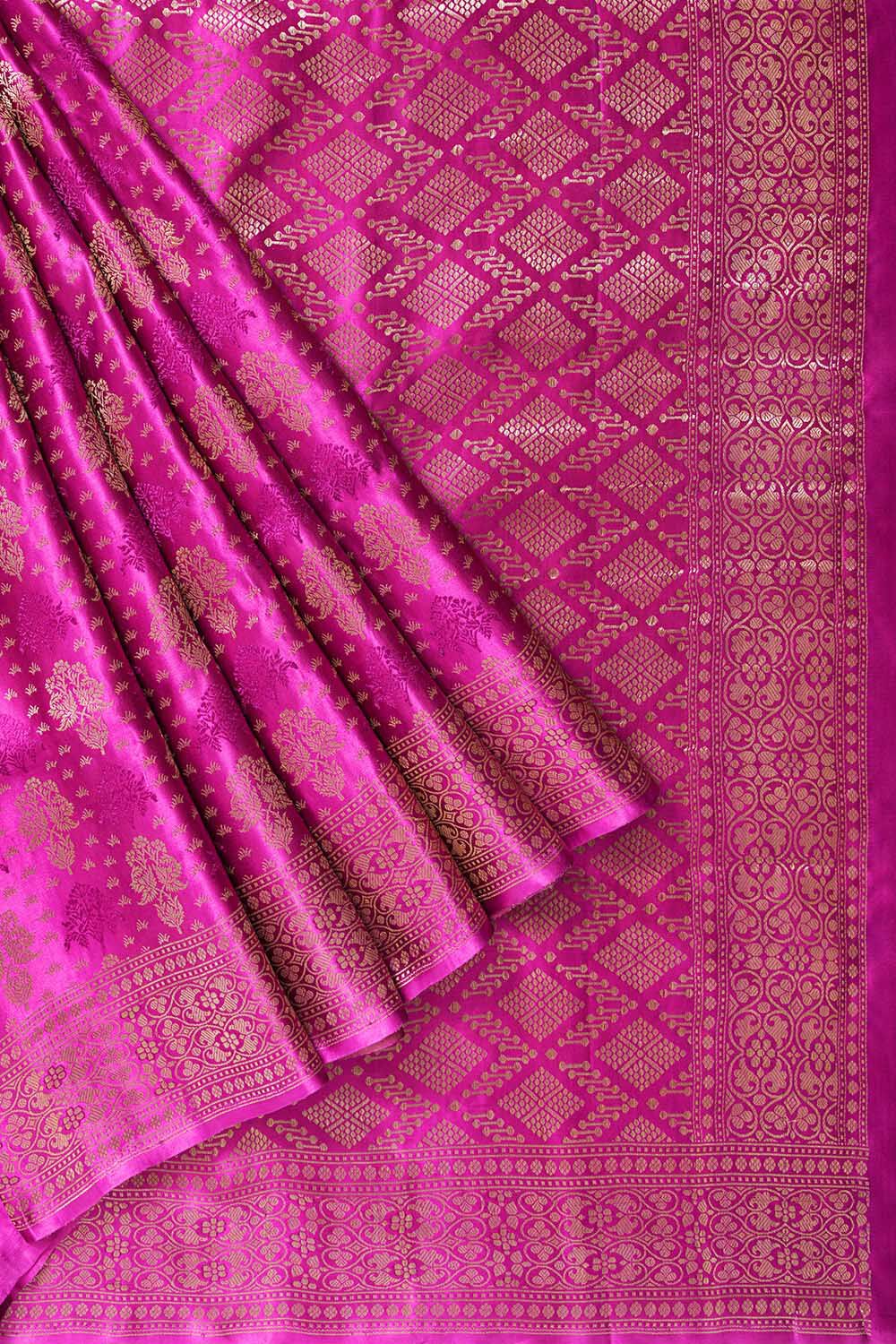 Dark Pink Pure Silk Kadwa Banarasi Saree image number null