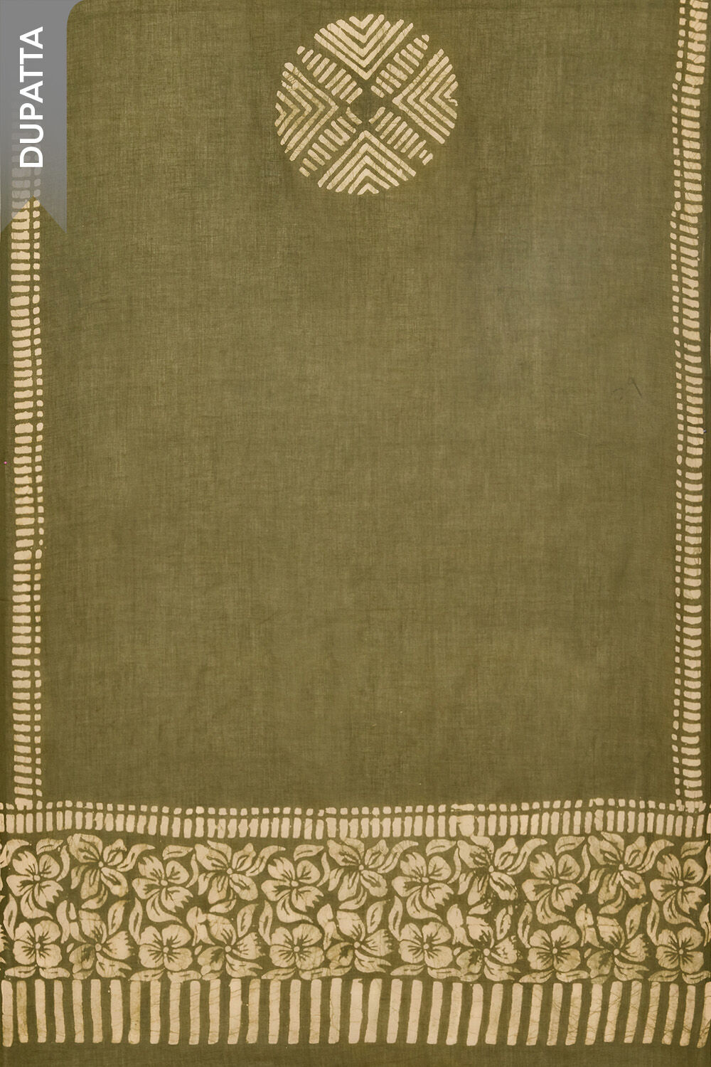 Light Green Pure Cotton Batik Unstitched Suit Set image number null