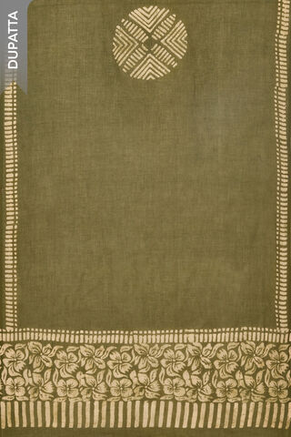 Light Green Pure Cotton Batik Unstitched Suit Set thumbnail image number null