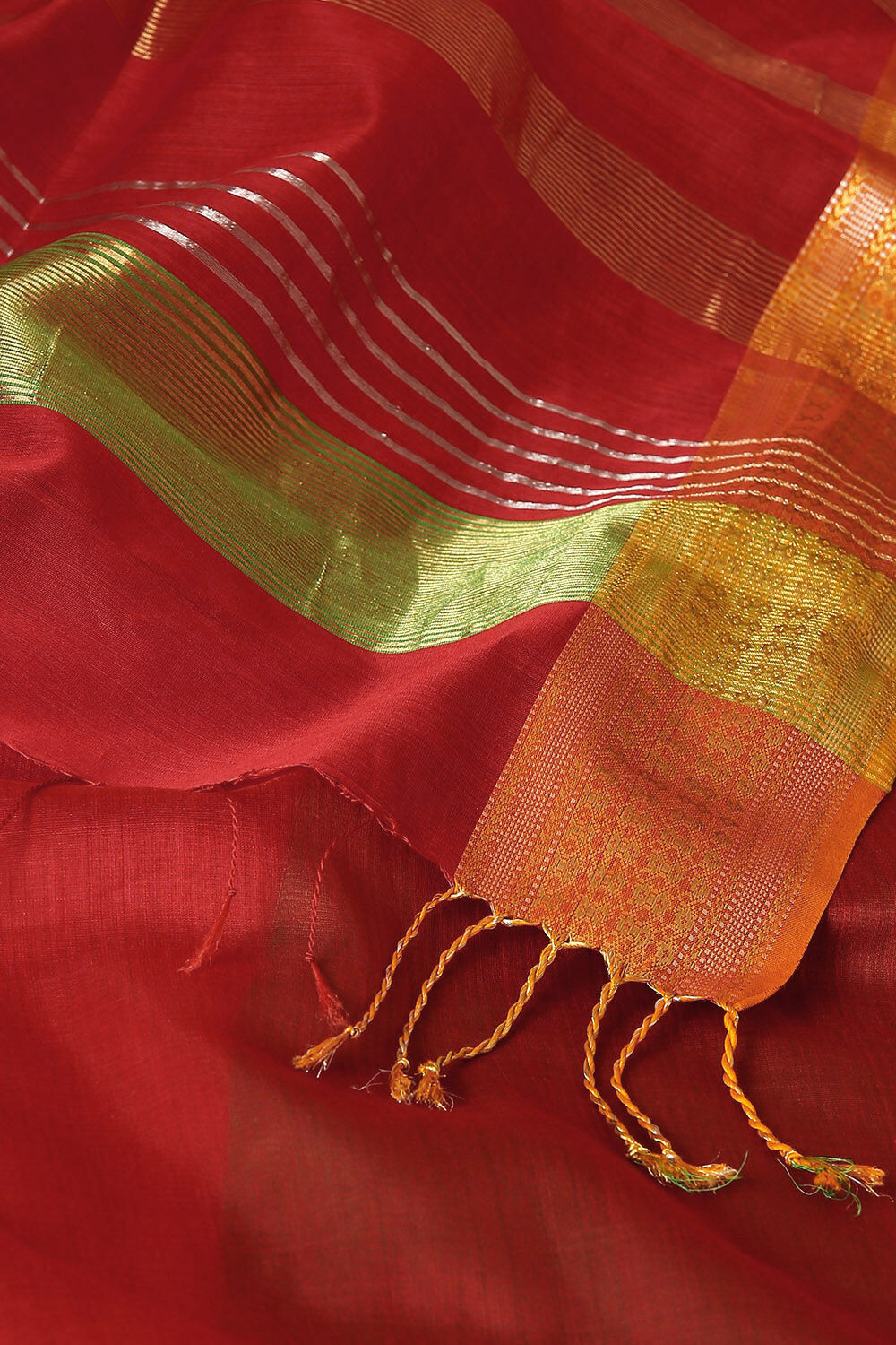 Red Pure Silk Cotton Maheswari Saree image number null
