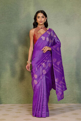Purple Woven Design Viscose Saree thumbnail image number null