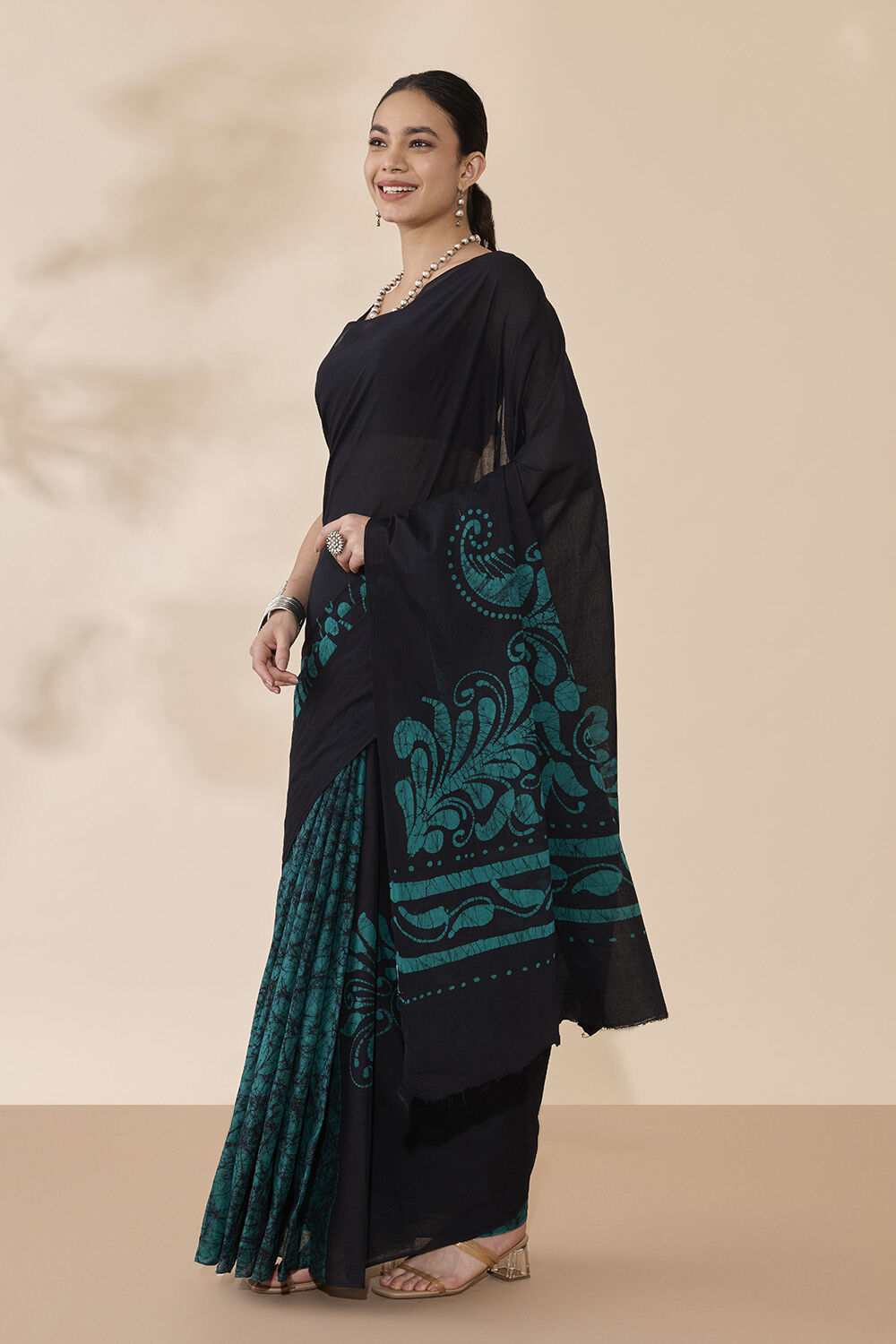 Suti Jaal Black Batik Saree