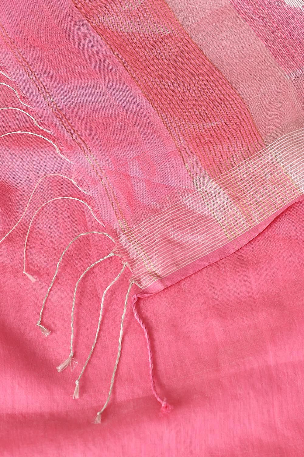 Light Pink Pure Silk Cotton Jamdani Saree image number null