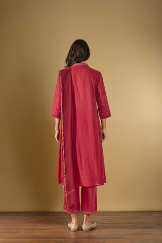 Dark Pink Pure Cotton Embroidered Kurta Set thumbnail image number null
