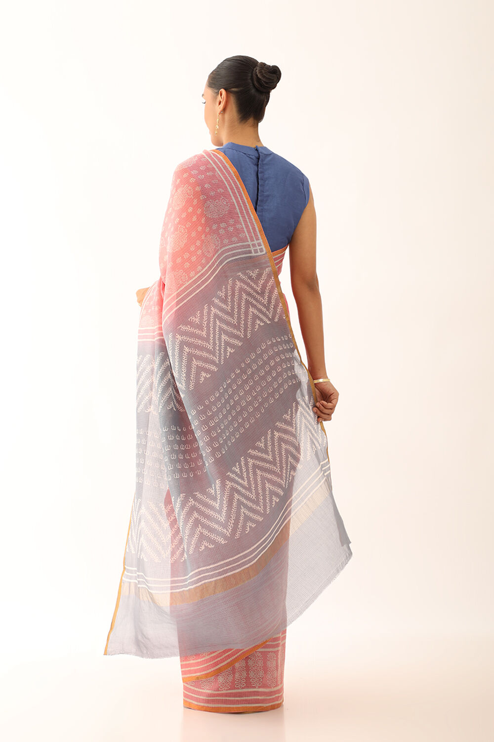 Light Pink Craft Pure Silk Kota Block Print Saree image number null
