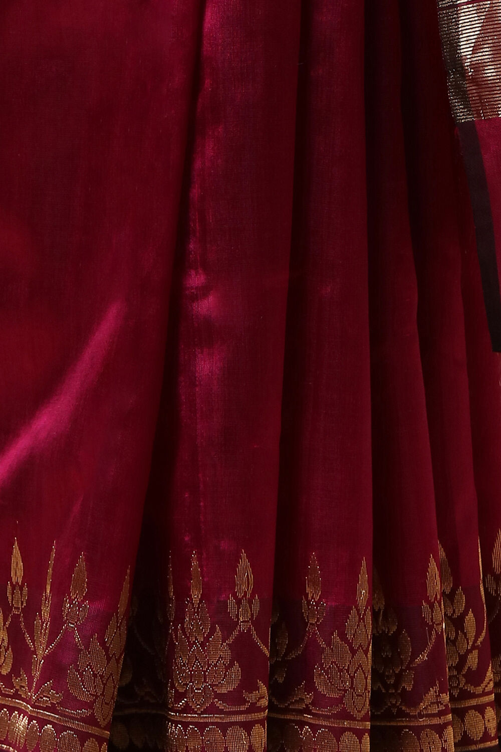 Dark Pink Pure Silk Chanderi Saree image number null