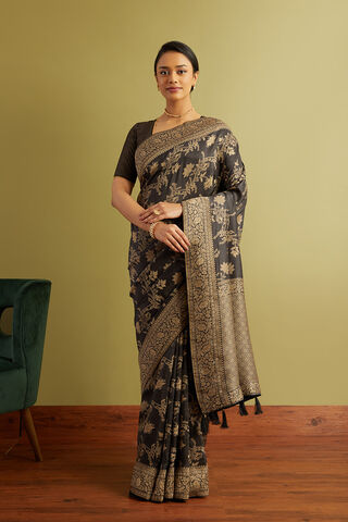 Black Woven Viscose Luxe Saree image number