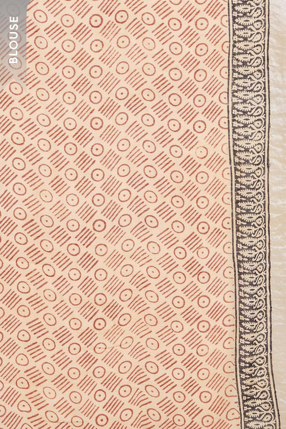 Light Orange Rajasthan Bagru Block Printed Viscose Cotton Saree image number null