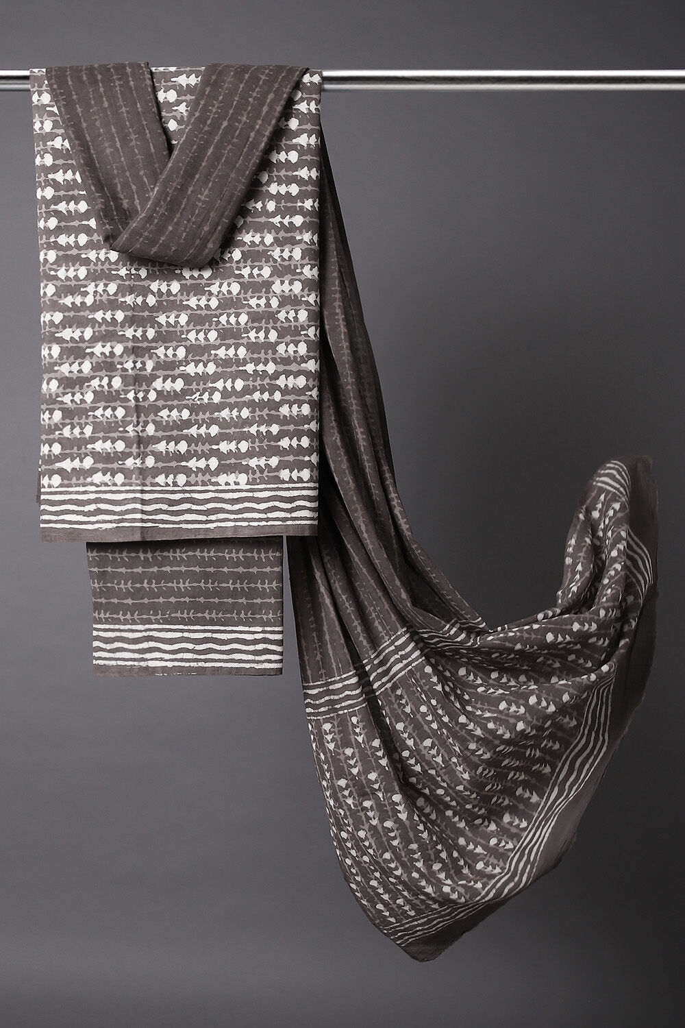 Brown Block Printed Cotton Suit image number null