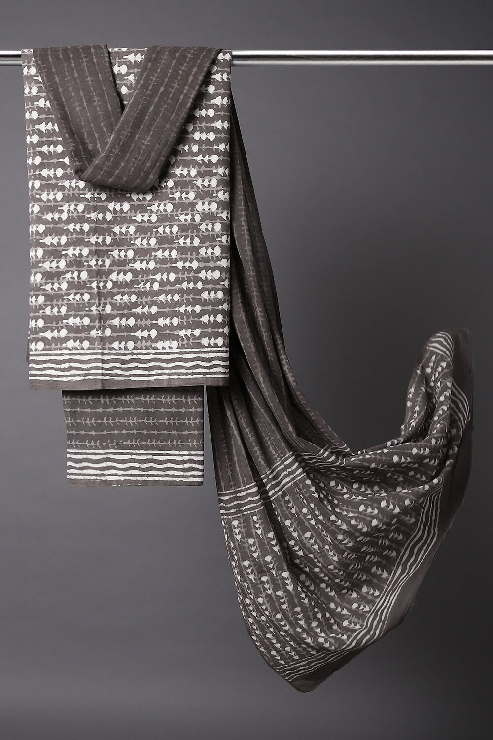 Brown Block Printed Cotton Suit image number null
