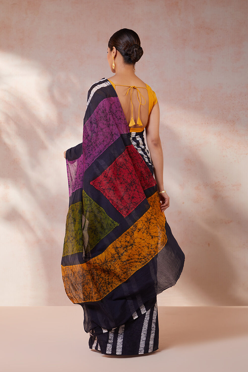 Black Pure Cotton Batik Saree image number null