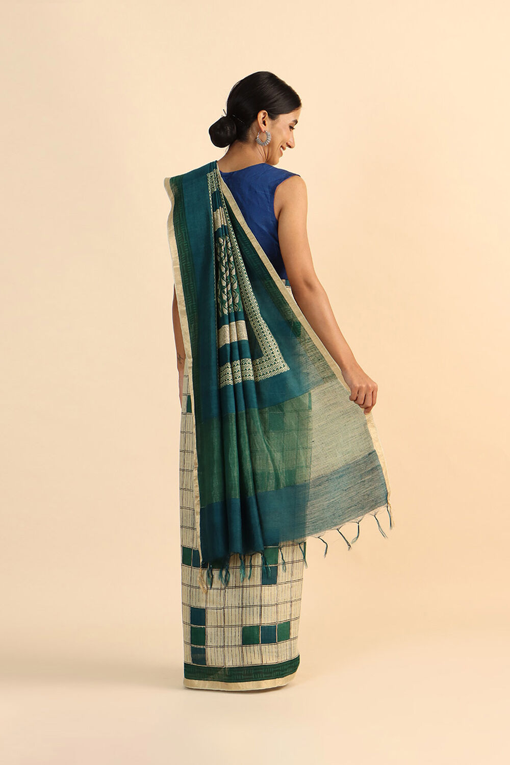 Beige Pure Tussar Vanya Printed Saree image number null