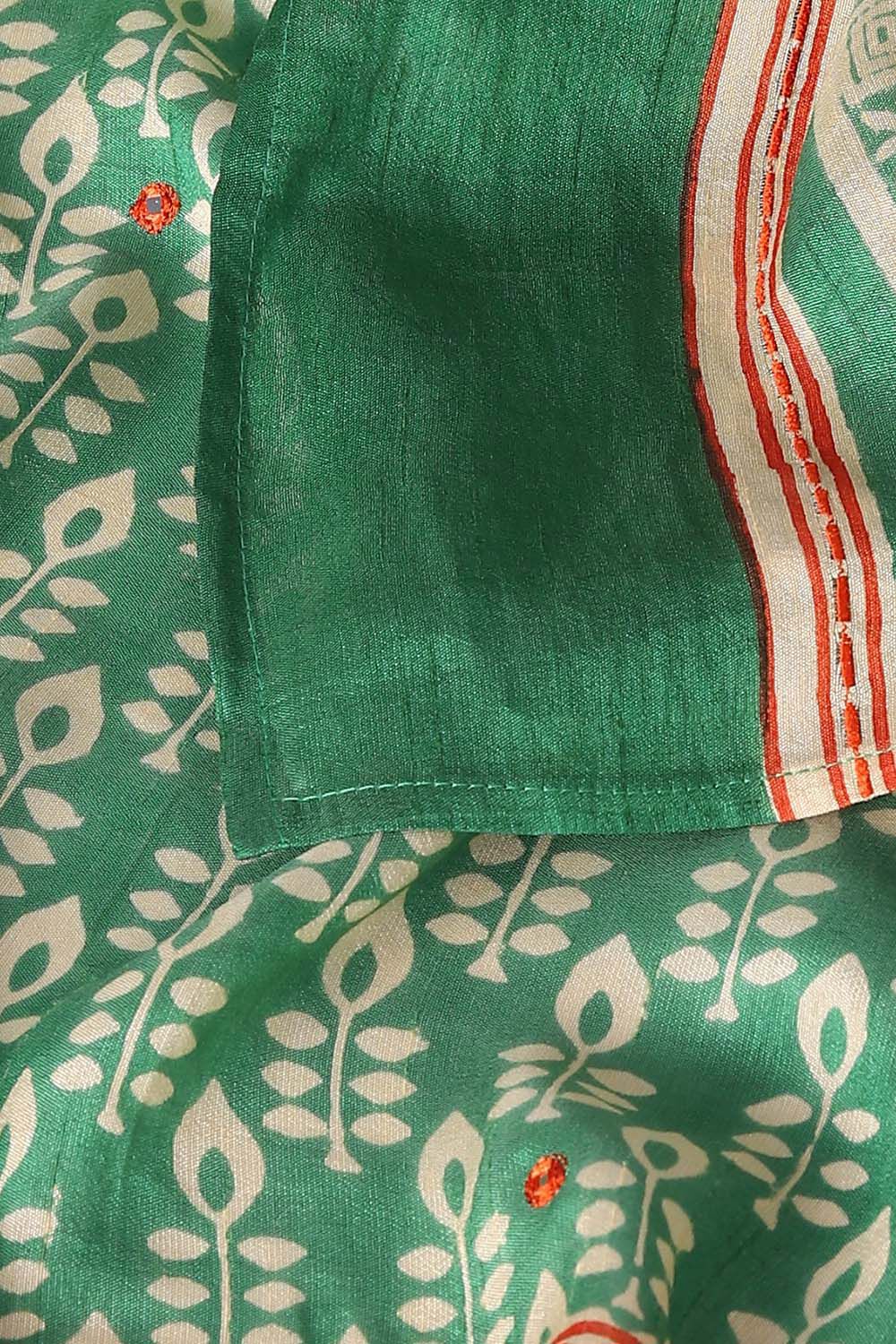 Green Vegan Saree image number null