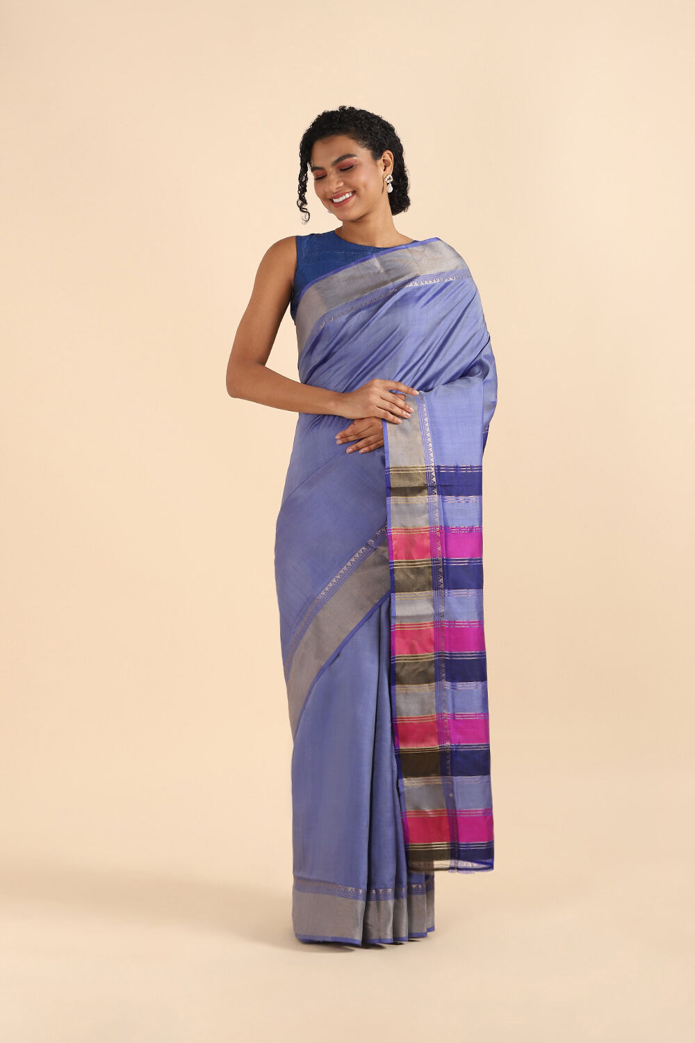 Grey Pure Silk Woven Saree image number null
