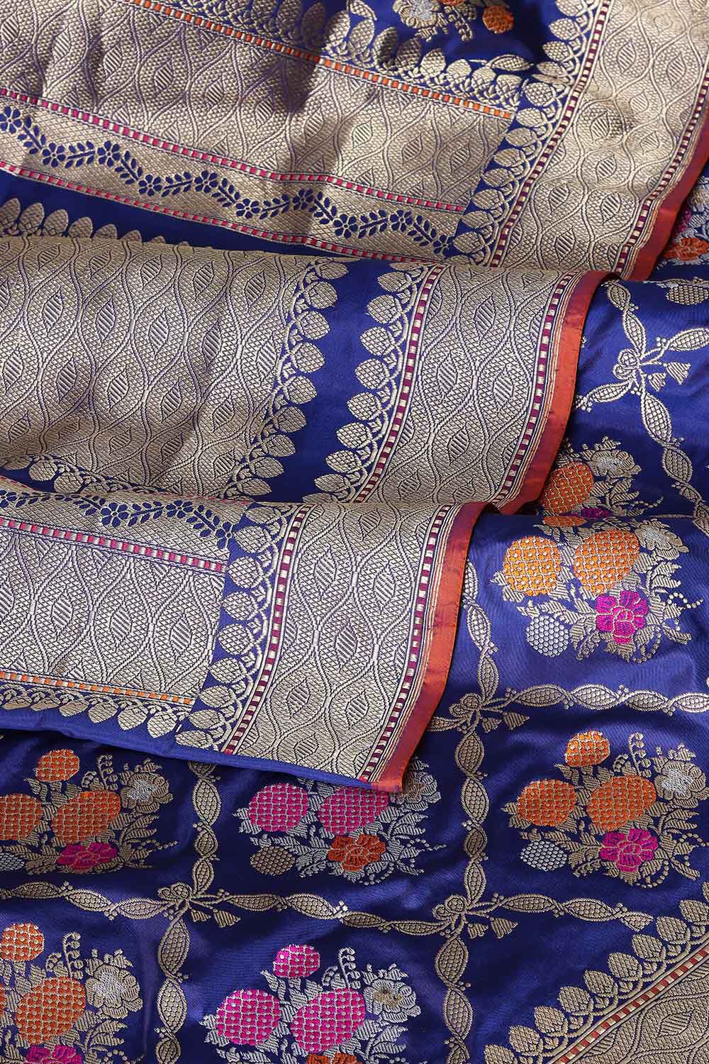 Blue Pure Silk Banarasi Saree image number null