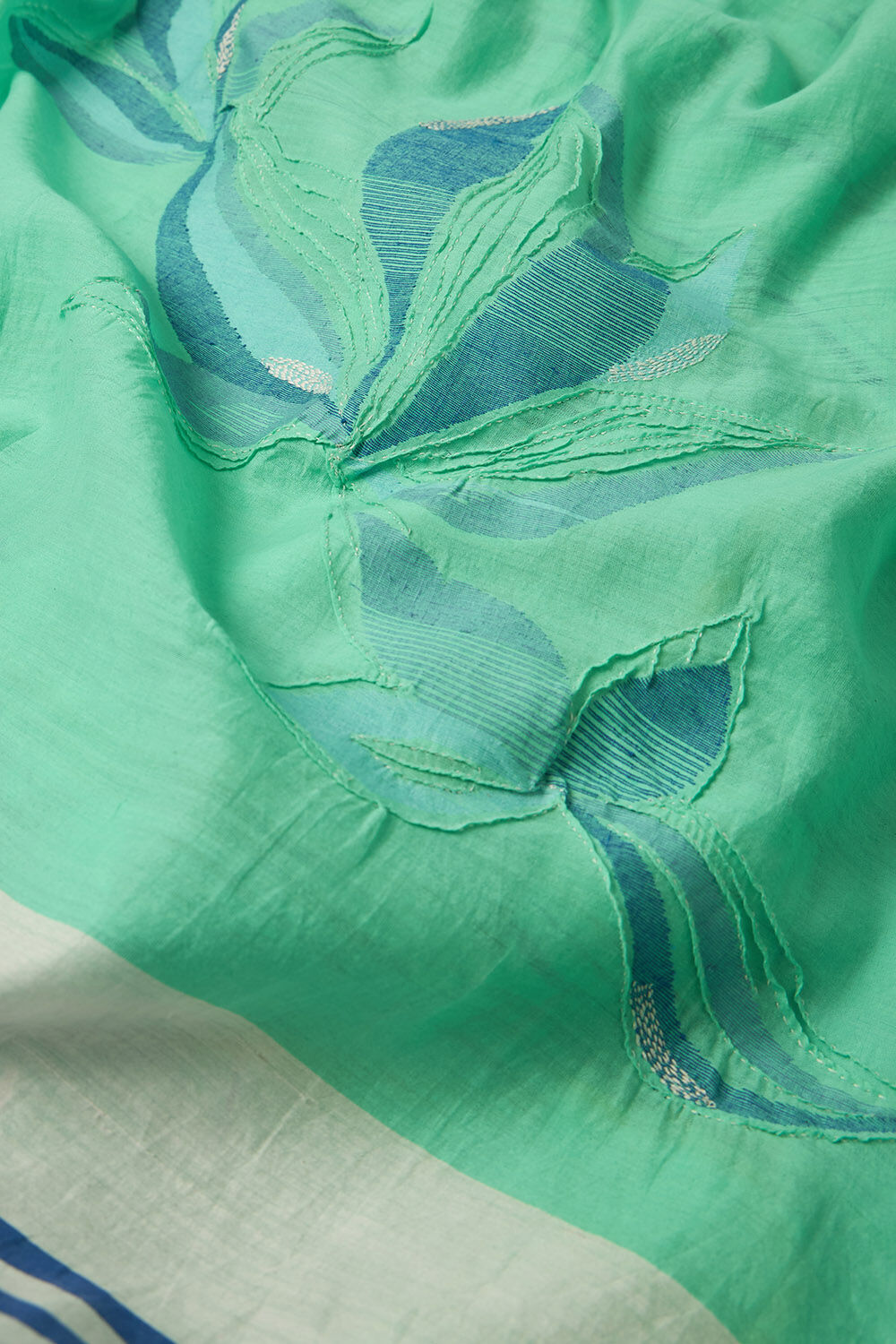 Light Green Bengal Pure Silk Cotton Jamdani Saree image number null