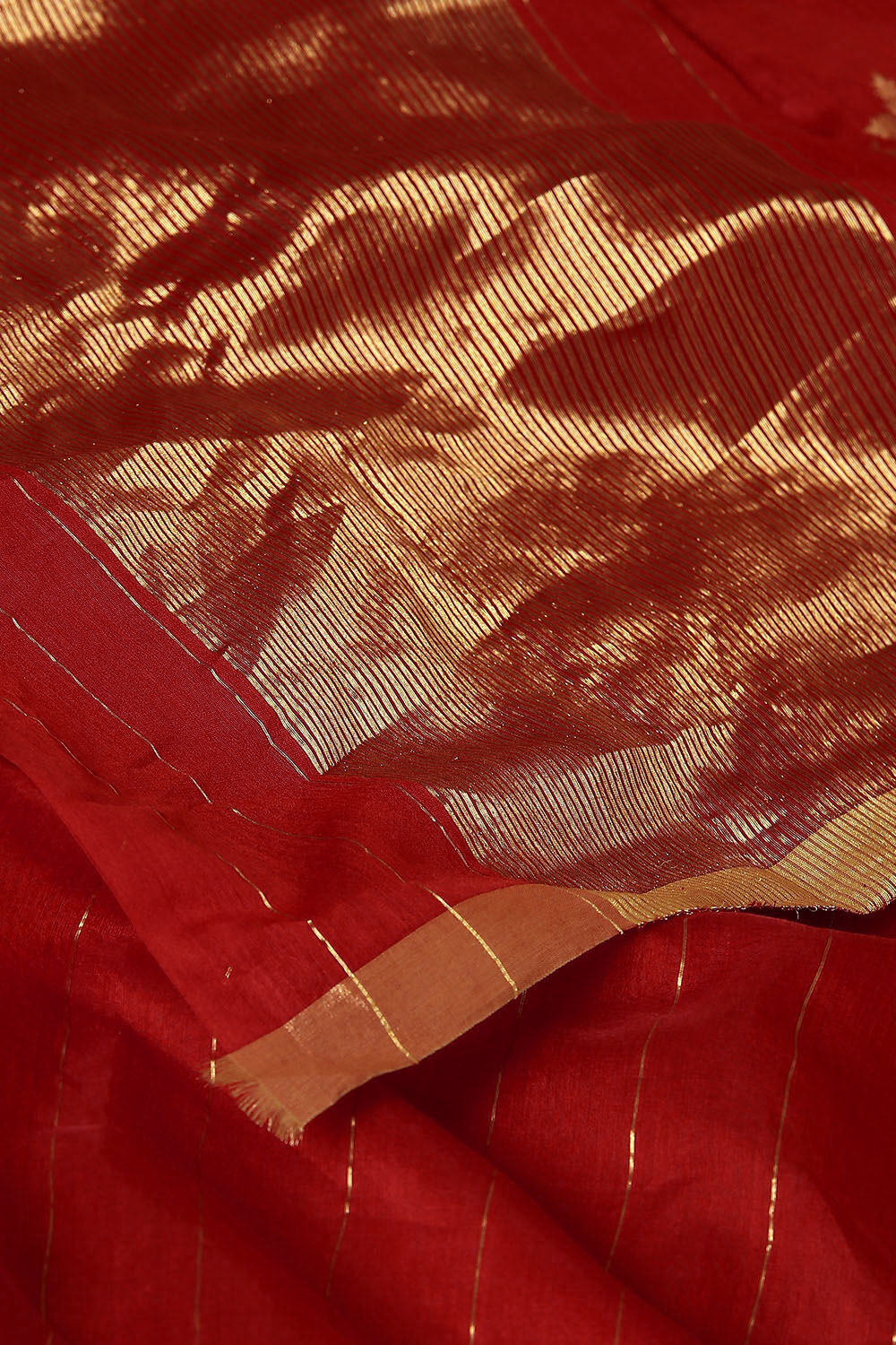 Red Pure Silk Cotton Chanderi Saree image number null
