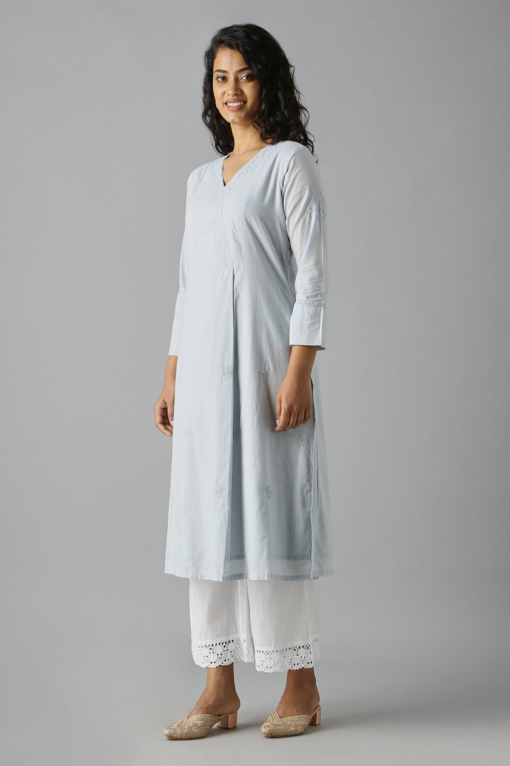 Light Blue Chikankari Kurta image number null