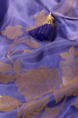 Violet Woven Pure Viscose Saree thumbnail image number null
