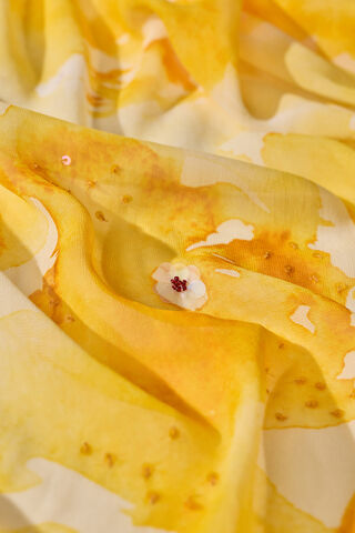 Yellow Sequin Viscose Georgette Saree thumbnail image number null