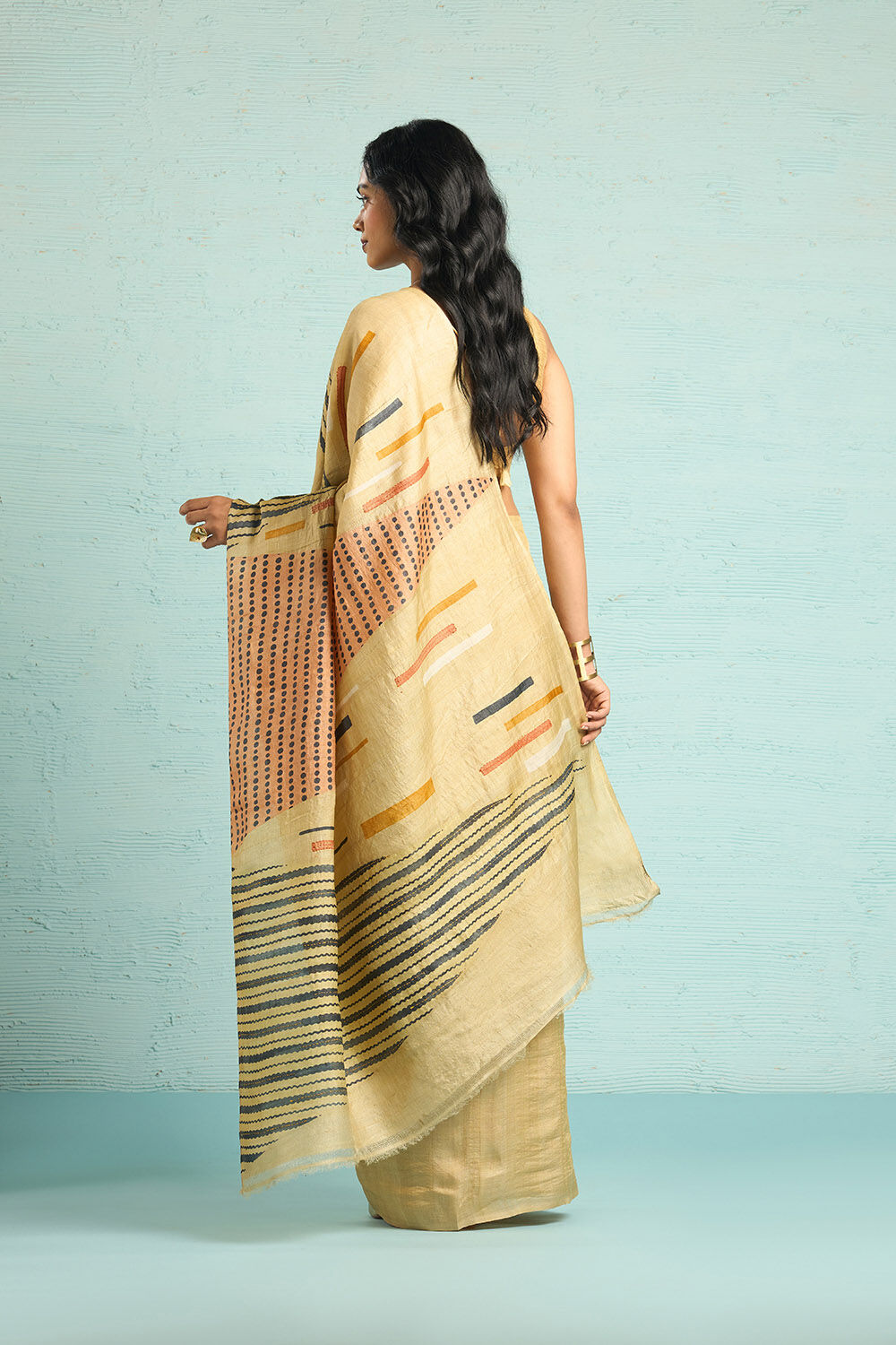 Beige Chattisgarh Pure Tussar Silk Hand Painted Saree image number null
