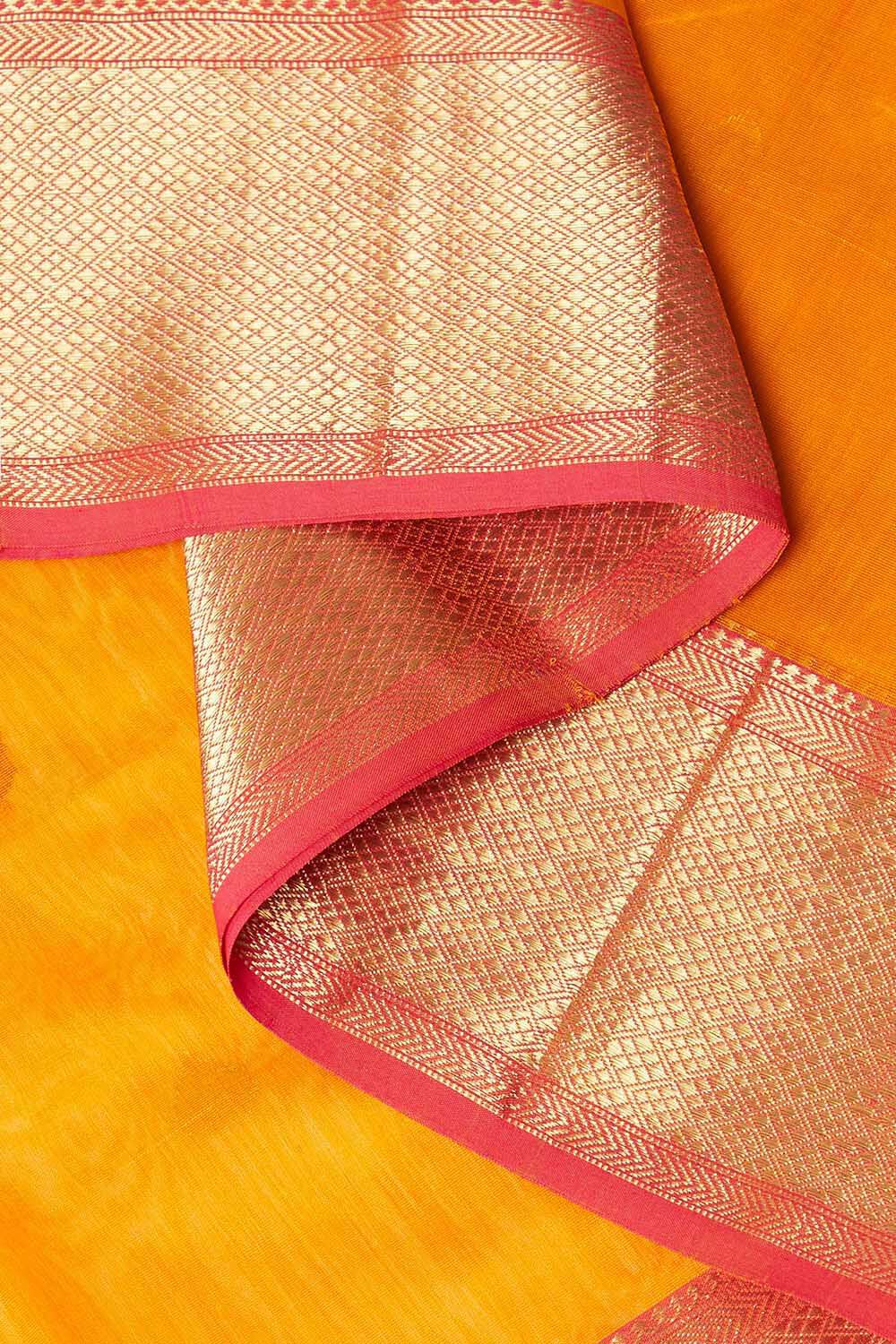 Yellow Pure Silk Cotton Maheswari Saree image number null